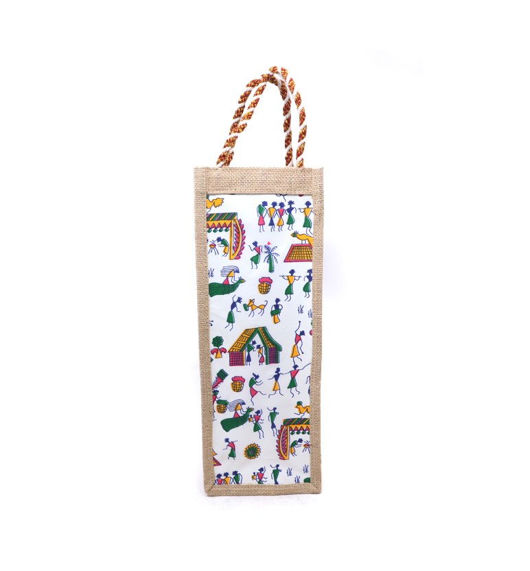 Handcrafted Jute Bottle Bag view 2