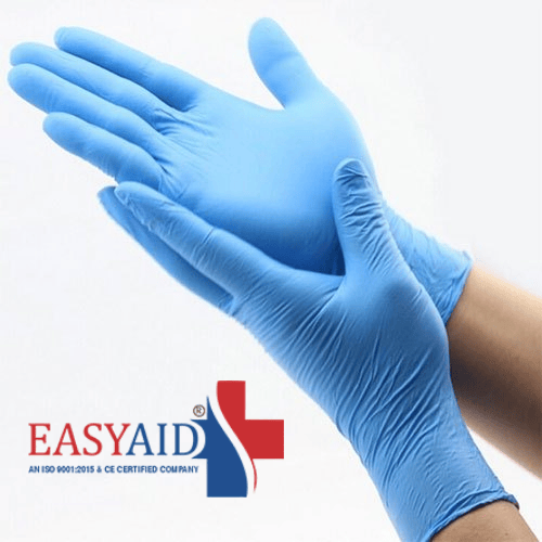 Easyaid Surgicals Powder Free Nitrile Gloves, Food Grade, Non Tearable, Made in Malaysia (Medium, Blue, Box of 100) view 2