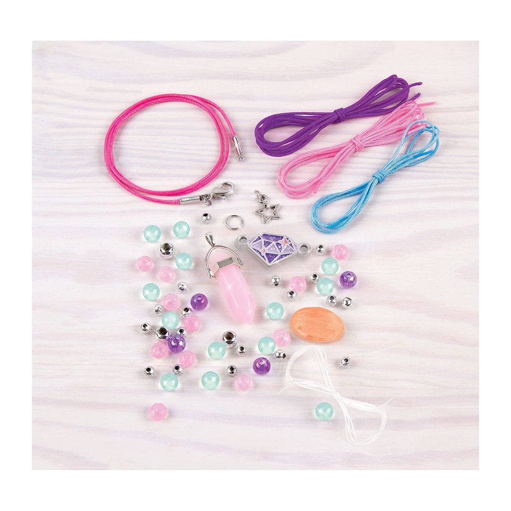 Make It Real Positive Gems Jewelry|Create Charm Bracelets, Pendants, Bacelet|49 Assorted Beads, Includes Play Tray|DIY Playful Charm & Jewelry Kit|Tweens & Girls Arts & Crafts Ages 8+|Made in India view 2