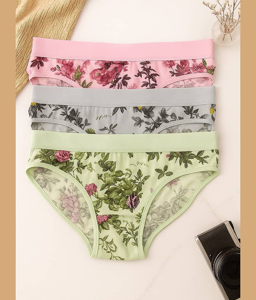 The Tusht Pack of 3 Cotton Hipster For Women ( Multi Color )