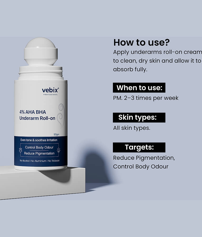 Underarm Roll-On Flora Fragrance Serum Deo with 4% AHA BHA, 2% Kojic Acid & 1% Lactic Acid | Control Body Odour, Even Tone & Reduce Pigmentation | 50ml view 2