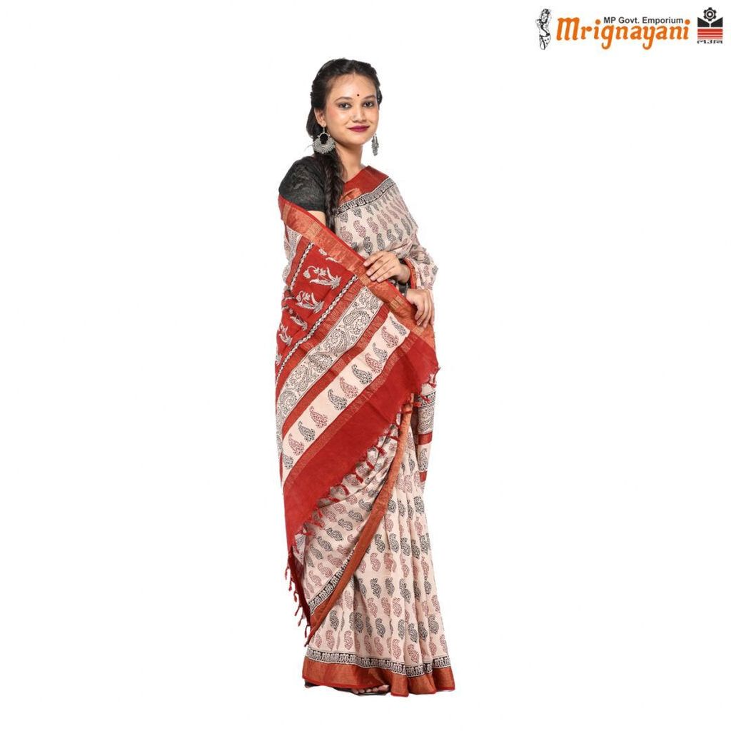 HANDLOOM KOSA BAGH PRINT SAREE WITH BLOUSE (SKU - 3N0102060622, SAREE - 1203) view 2