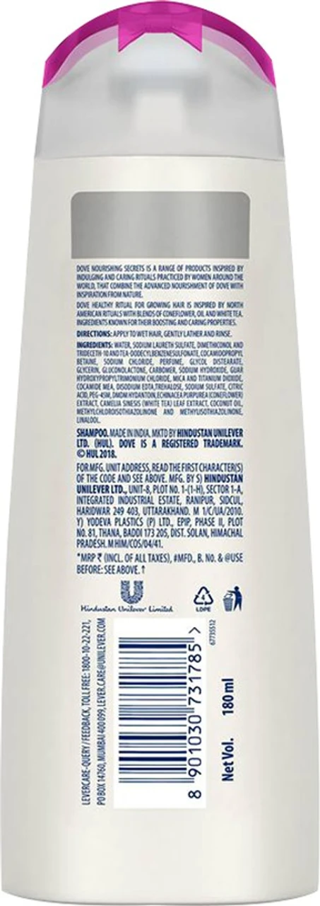 Dove Healthy Ritual For Growing Hair Shampoo, 180 Ml view 2