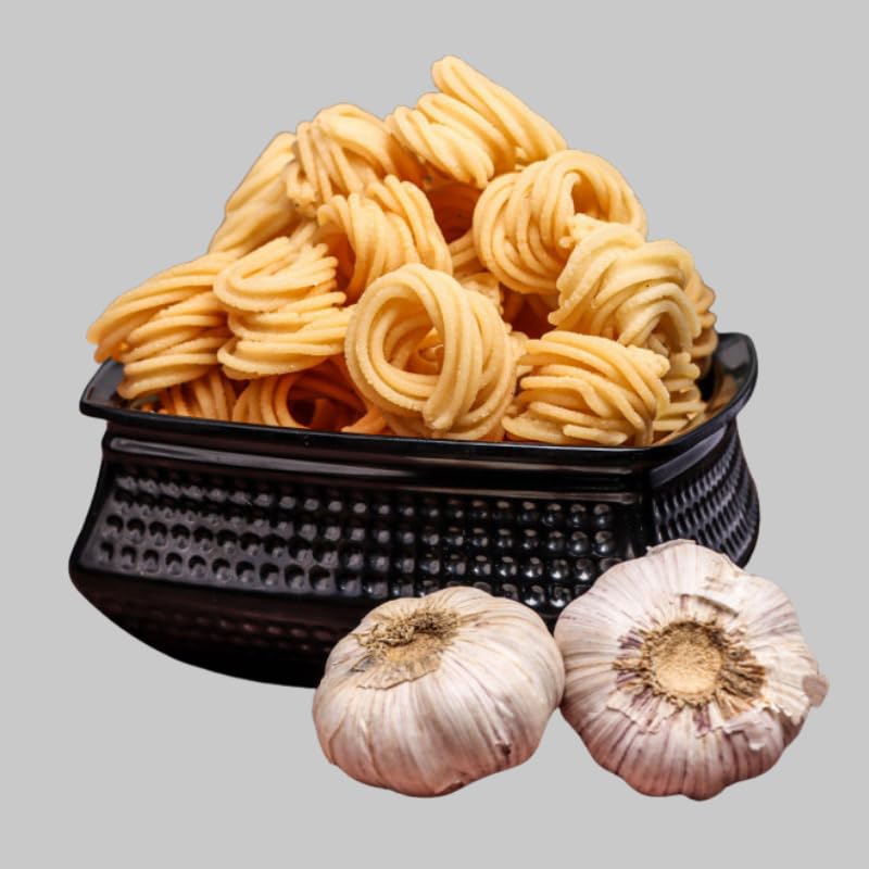 CRUNCHIZZ GARLIC MURUKKU (Chakli) I Crunchy, Authentic Kerala Snack I No Artificial Additives I Perfect Tea-Time Bites I Pack of One view 2