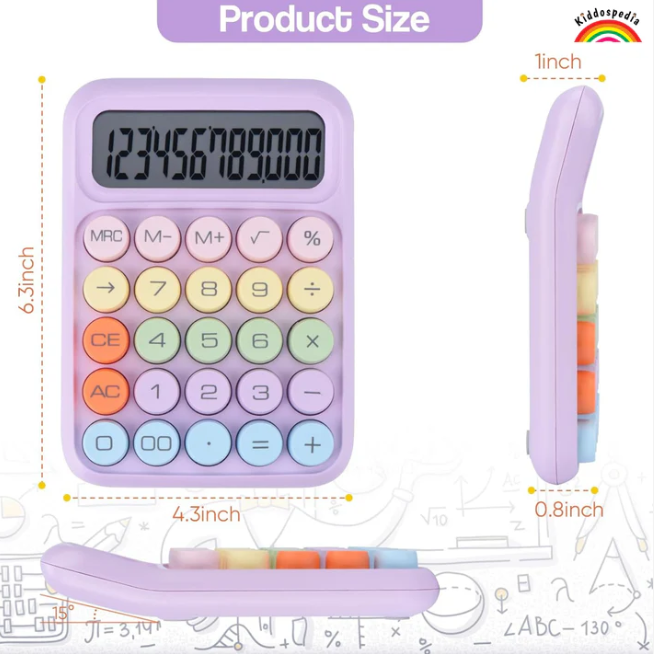 Colorful Candy Mechanical Calculator | Cute Stationery Kiddospedia view 2