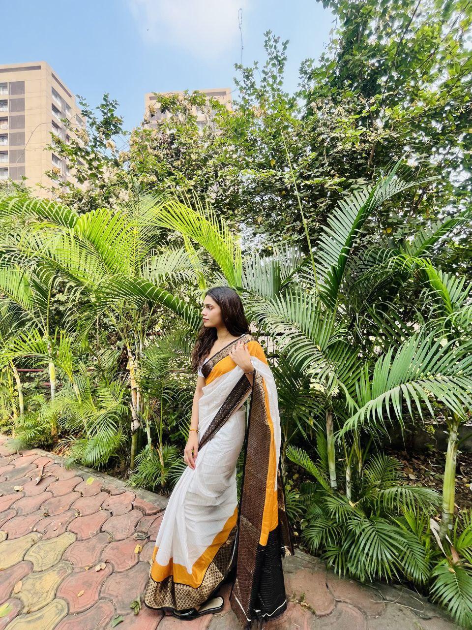 Dola Silk Saree with Jacquard Border view 2