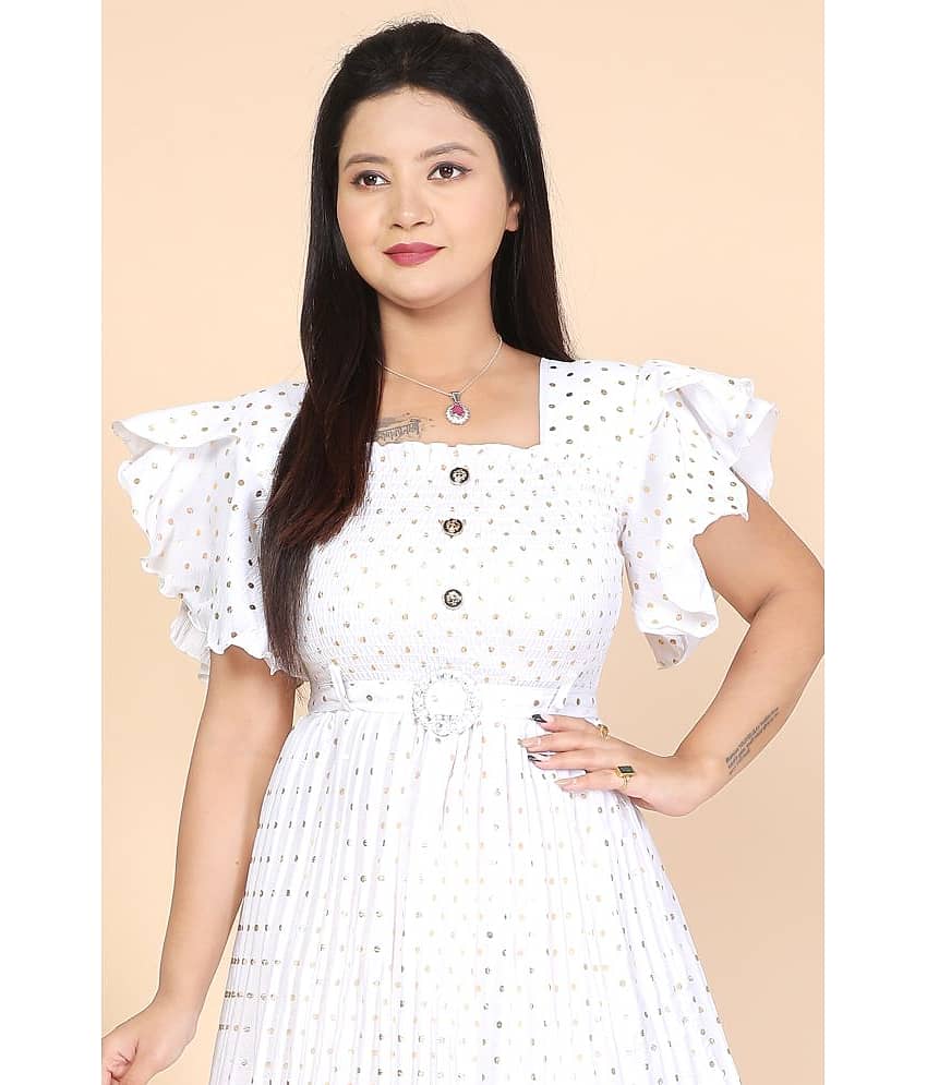 NEWSIFA Women Cotton Blend Printed Fit & Flare Dress ( Blue ) view 2