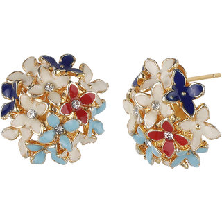 Enamel Daisy Flower Stud Earrings for Girls Alloy Material Earrings for Women's Fashion Jewellery for Party view 2