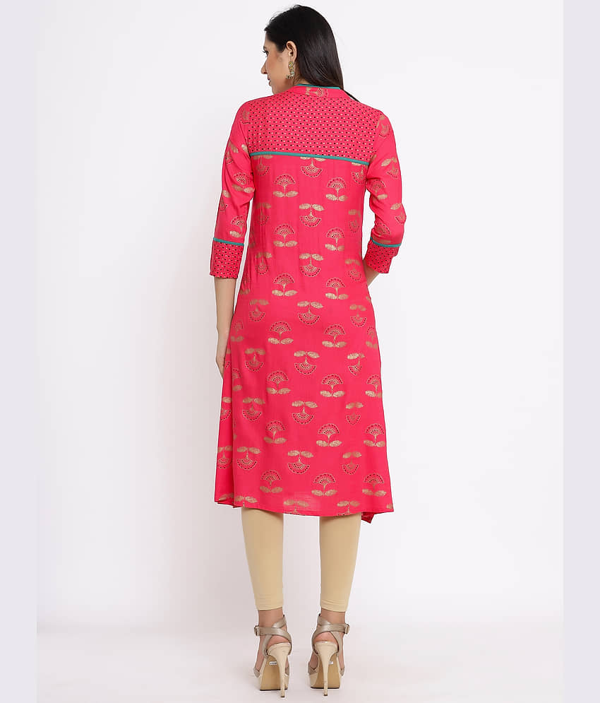 SAART BUNAAI - Red Rayon Women's Front Slit Kurti view 2