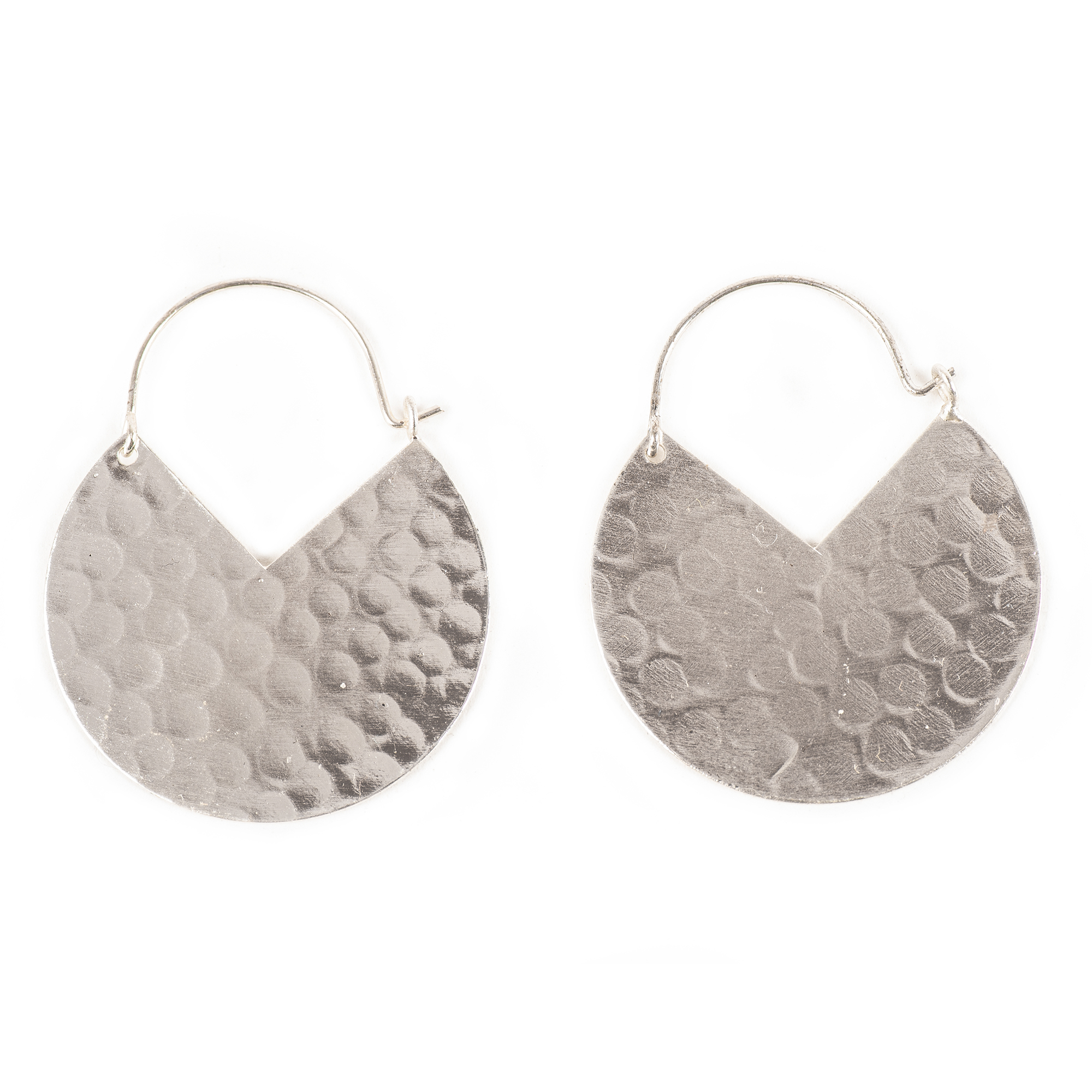 Handcrafted Brass Silver Hoops Earring view 2