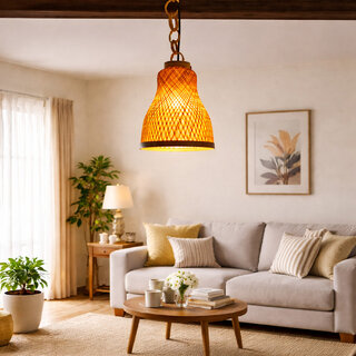 WEEBIZ Jullian8 Wall Lights, Ceiling Lights, Hanging Lights (Pendant Lights), Wall Lights Lamp Shade (Bamboo) view 2