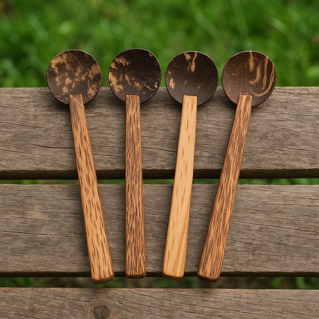ECOCASK Coconut shell Cooking Ladle Set Of 4