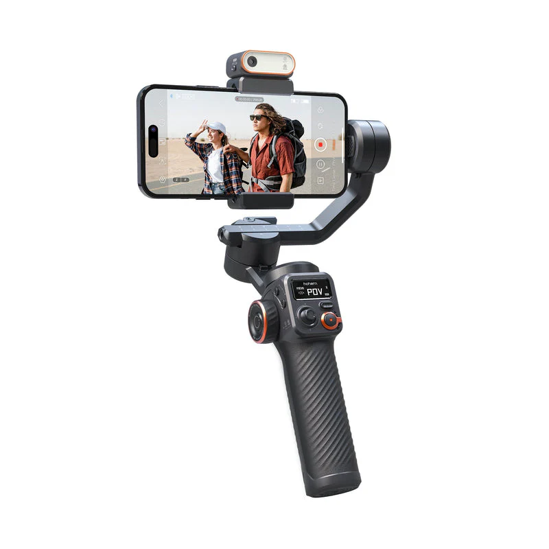 Hohem M6 Kit - 3 Axis Mobile Gimbal with OLED Display and Magnetic Fill Light with AI Vision Sensor view 2