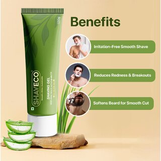 SHAVECO Natural Shaving Gel with Aloe Vera And Lemongrass 100gm Tube (Pack of 2), Plant Based Shaving Gel For Men view 2
