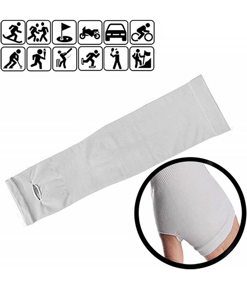 Auto Hub White Solid Riding Sleeves ( Single Set ) view 2