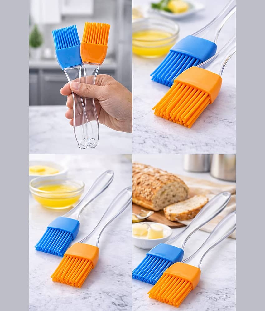 Pastry Brush | Multi-Purpose Silicone Durable Easy Use | Oil Cooking Brush for Grilling, Tandoor, Cooking, Baking | Brush for Cooking | Cooking Tools | Multicolor - Pack of 2 view 2