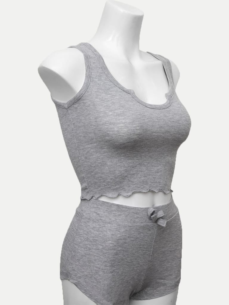 Women Grey Melange Loungewear Set view 2