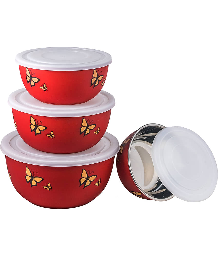 Kitchen Zest - Red Steel Food Container ( Pack of 4 ) view 2