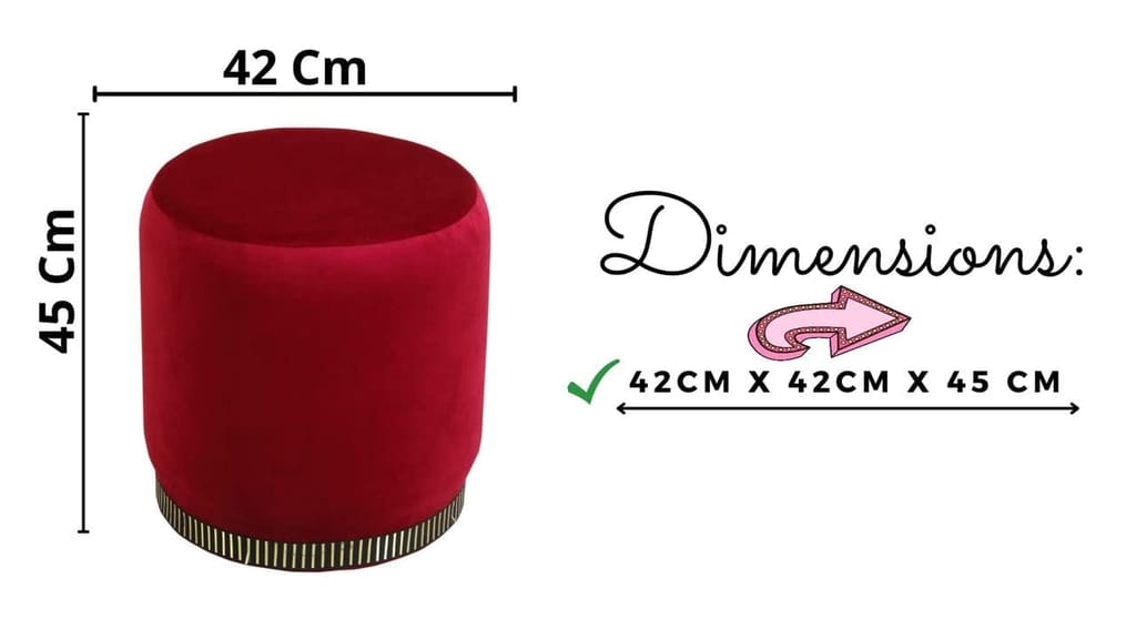 Rugsxerry Pouffes Sitting Stool for Living Room, Mudda Puffy Wooden Ottoman Stools, Pouffe Footstool, Pouf for Office Home Decoration & Dressing Table, 16x16x18 Inch, Maroon view 2