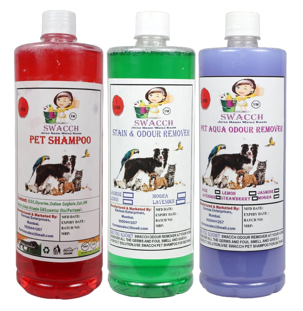 Swacch Pet Shampoo (Jasmine) + Deodorizer (Lavender) + Stain Remover (Mogra) (1 Litre) (Combo Pack of 3) view 2