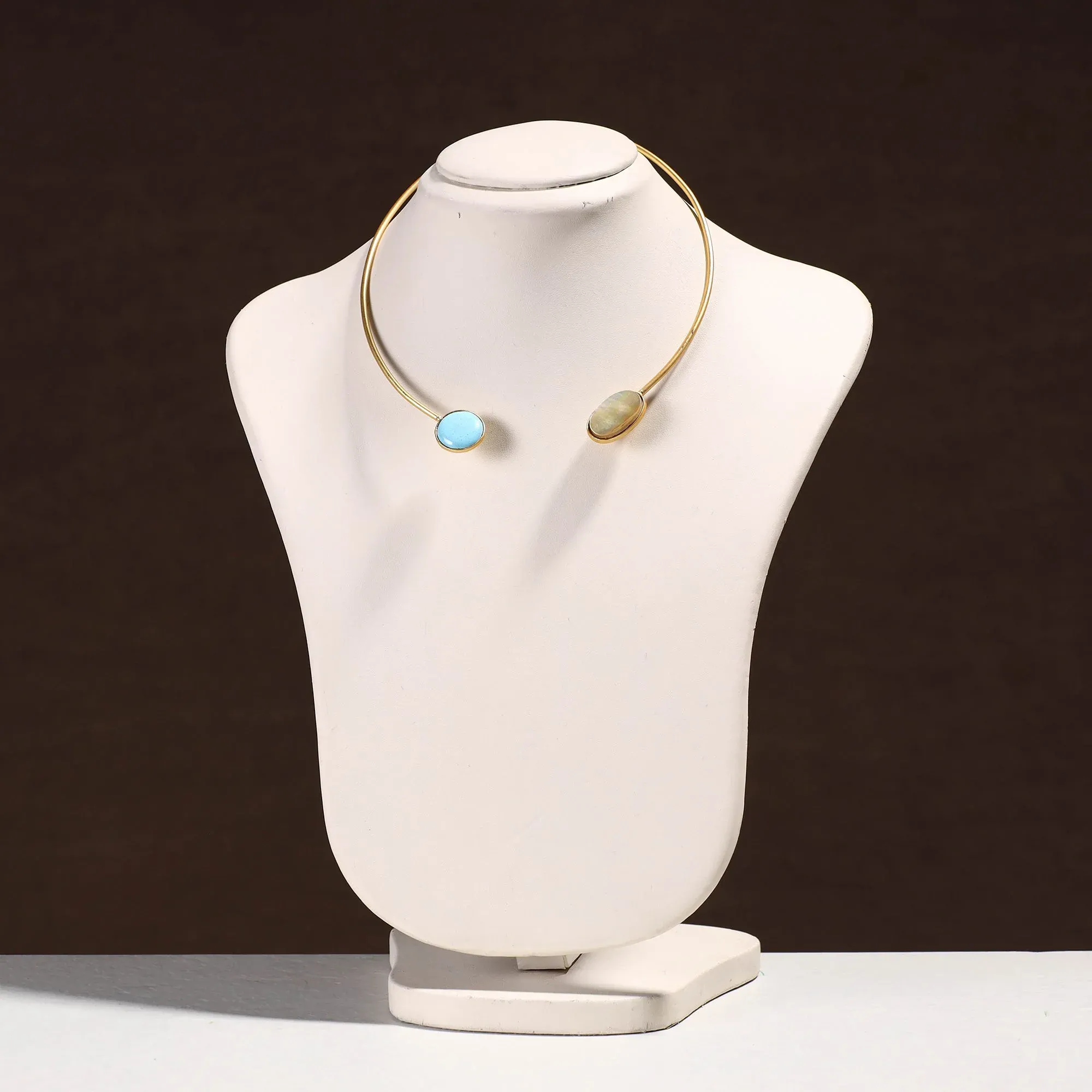 Multicolor Brass Hasli Necklace with Seashell Pendant