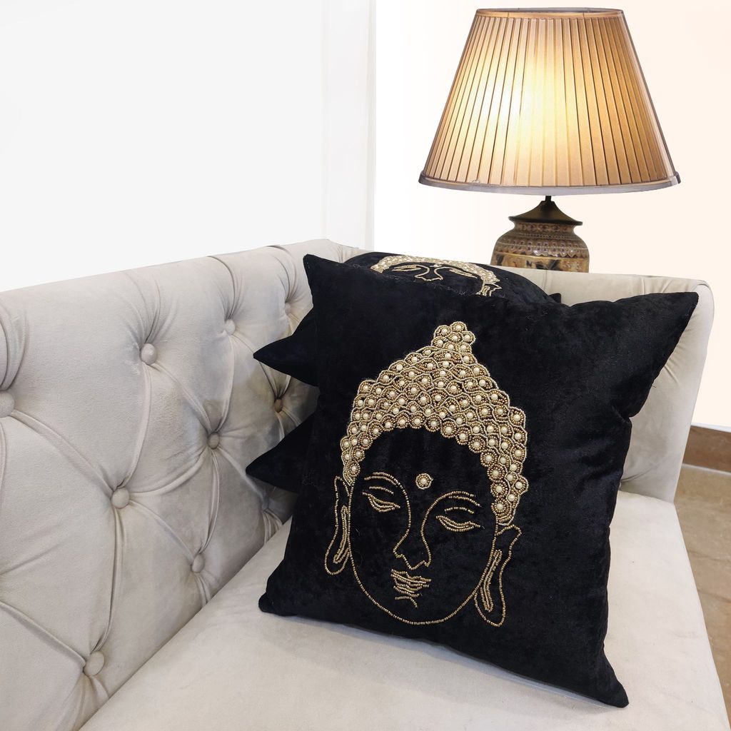 Black Buddha Cushion Cover Set of 3