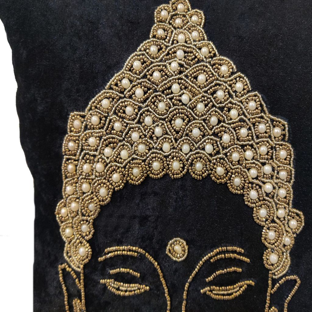 Black Buddha Cushion Cover Set of 3 view 2