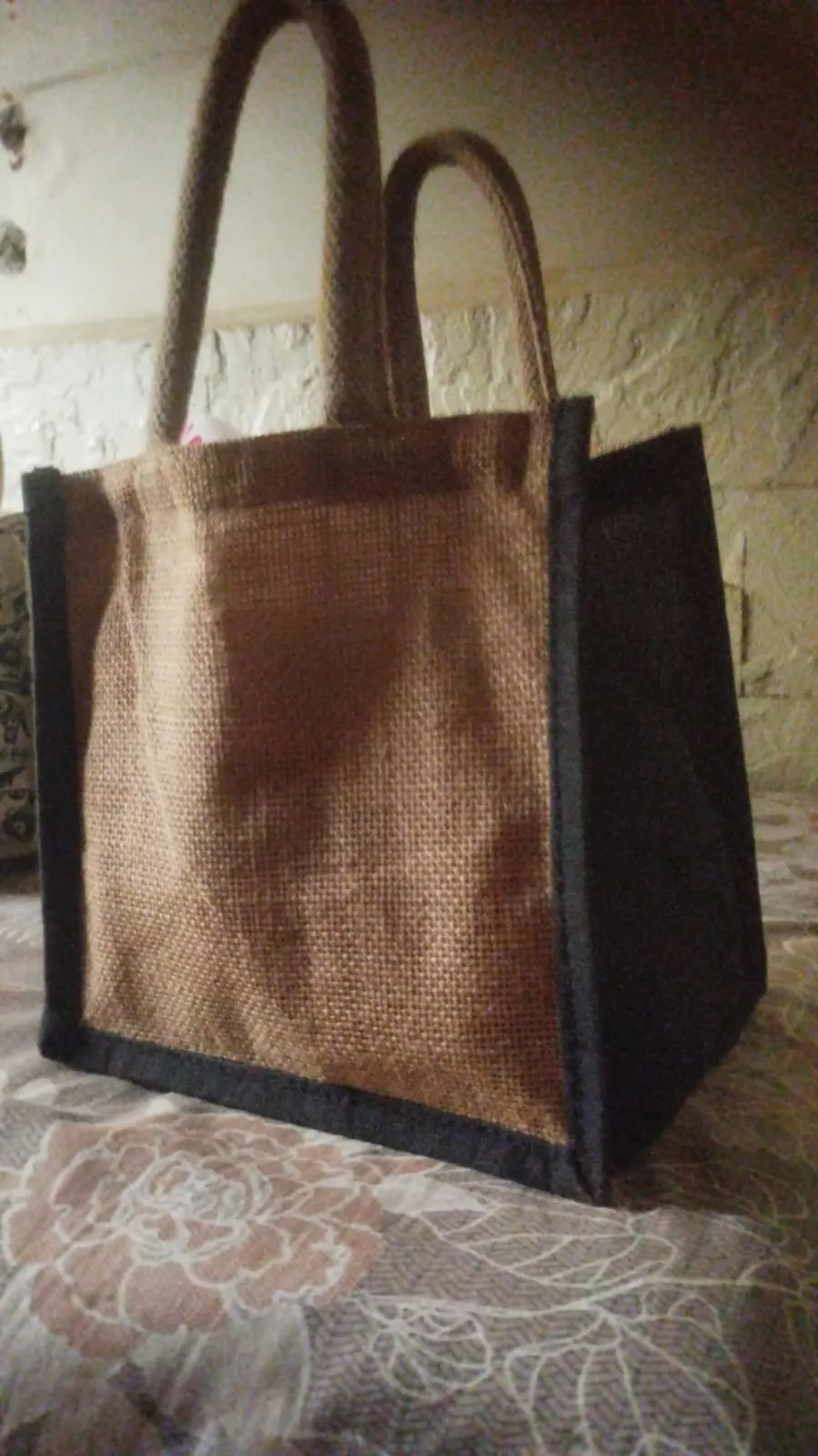 Jute mini bag size 8/8 box type bag belt