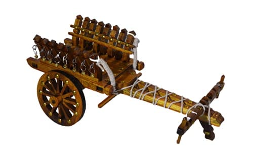 Samsam Samyak Sagwan/Teak Wood Polished 15 Inch Bullock Cart Without Bull Pair & Couple .A Perfect & Antique Showpiece for DECOR Drawing Room. view 2