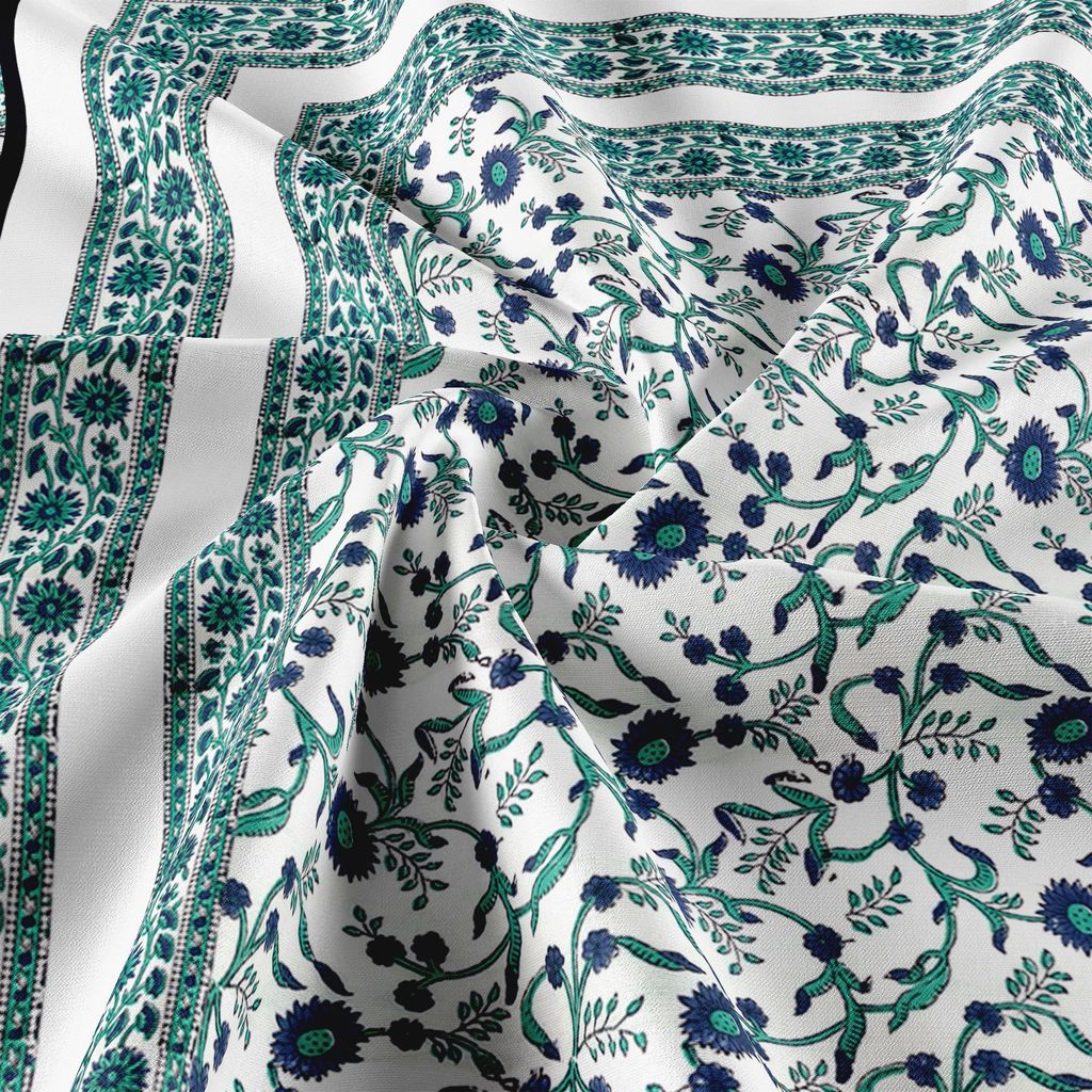Cotton Blanket - Single Dohar ( 60 x 90 Inches) Blue Green Floral-N view 2