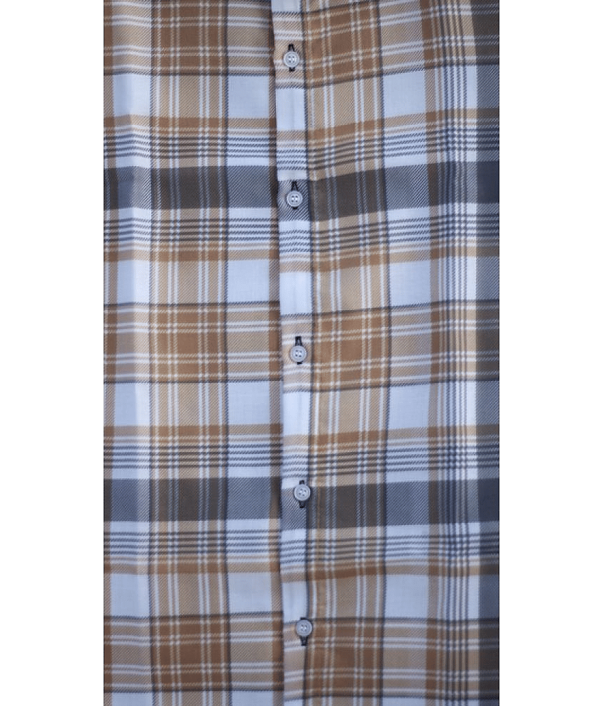 HARPITA Cotton Blend Regular Fit Checks Half Sleeves Men's Casual Shirt - Beige ( Pack of 1 ) view 2