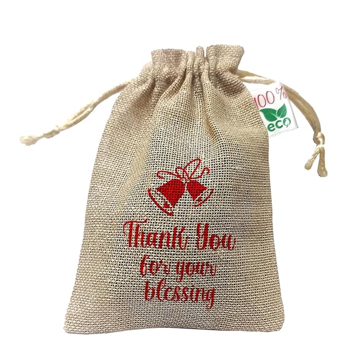 IVARIAN - Jute Potli Bag, Occasion Gifting Bag, Return Gifting Bag (13x18cm set of 50, Wedding christian) view 2
