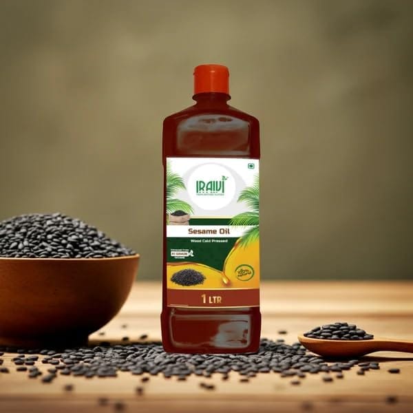 Iraivi Cold Pressed Sesame Oil 1L (Wood Pressed Nallennai) – Unrefined, Natural, Chekku/Ghani Extracted, Rich Aroma, Cooking & Ayurvedic Use view 2