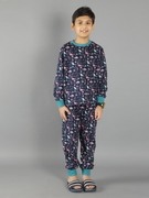 Ninos Dreams Dinosaur Printed Full Sleeves Coord Set for Boys with Tshirt & Jogger-Blue view 2