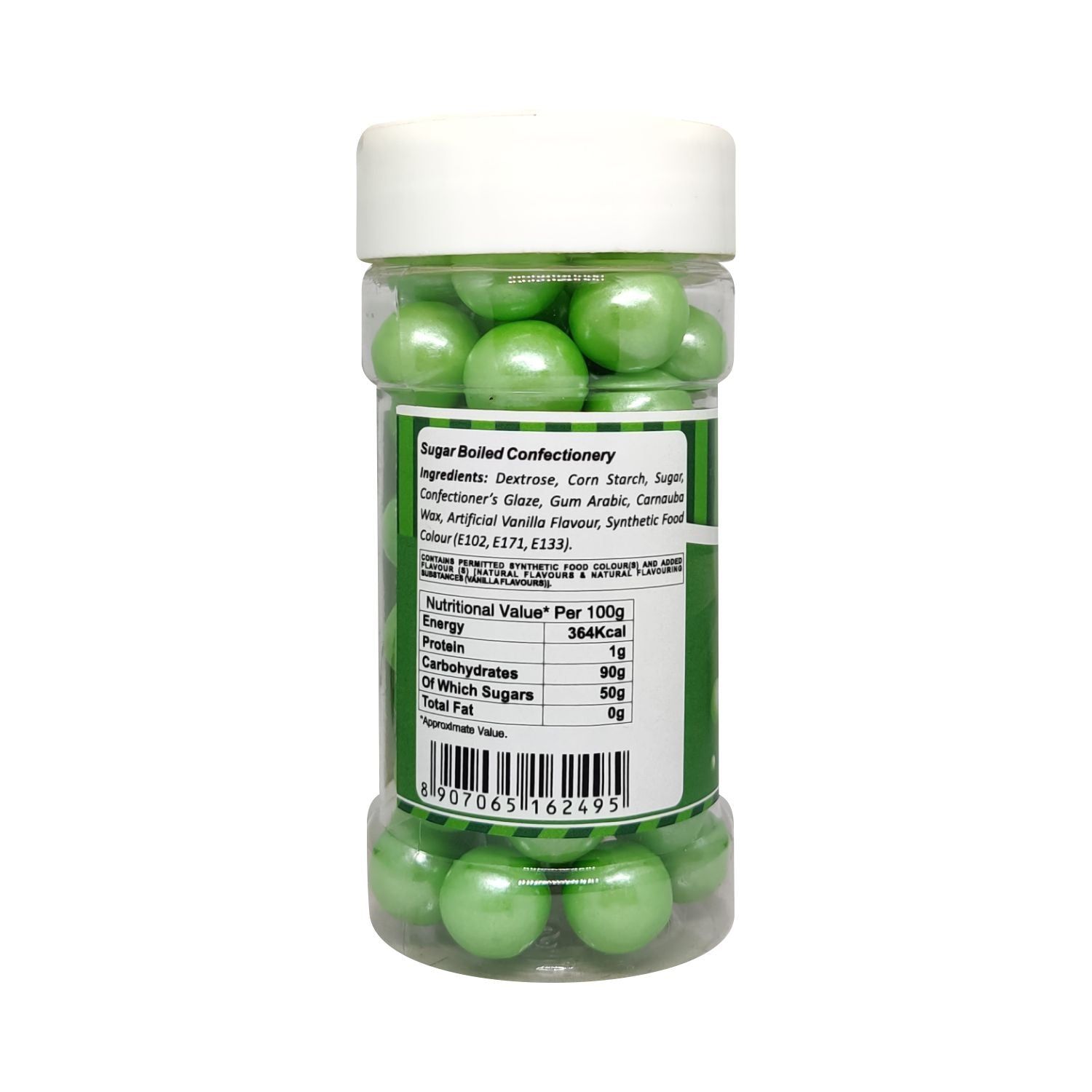 Puramio Glamour Balls Super Jumbo - Green (14mm) For Cake Decoration, 125 gm view 2