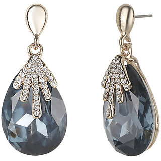 Big Drop Diamond Palm Stud Earrings for Girls Alloy Material Earrings for Women's Fashion Jewellery for Party view 2