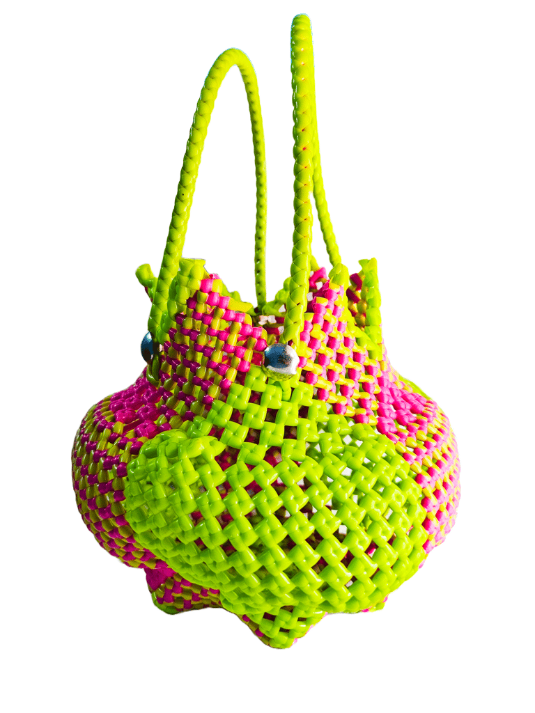 Hand-Woven Star-Shaped Plastic Wire Pooja Basket / Pot Koodai view 2