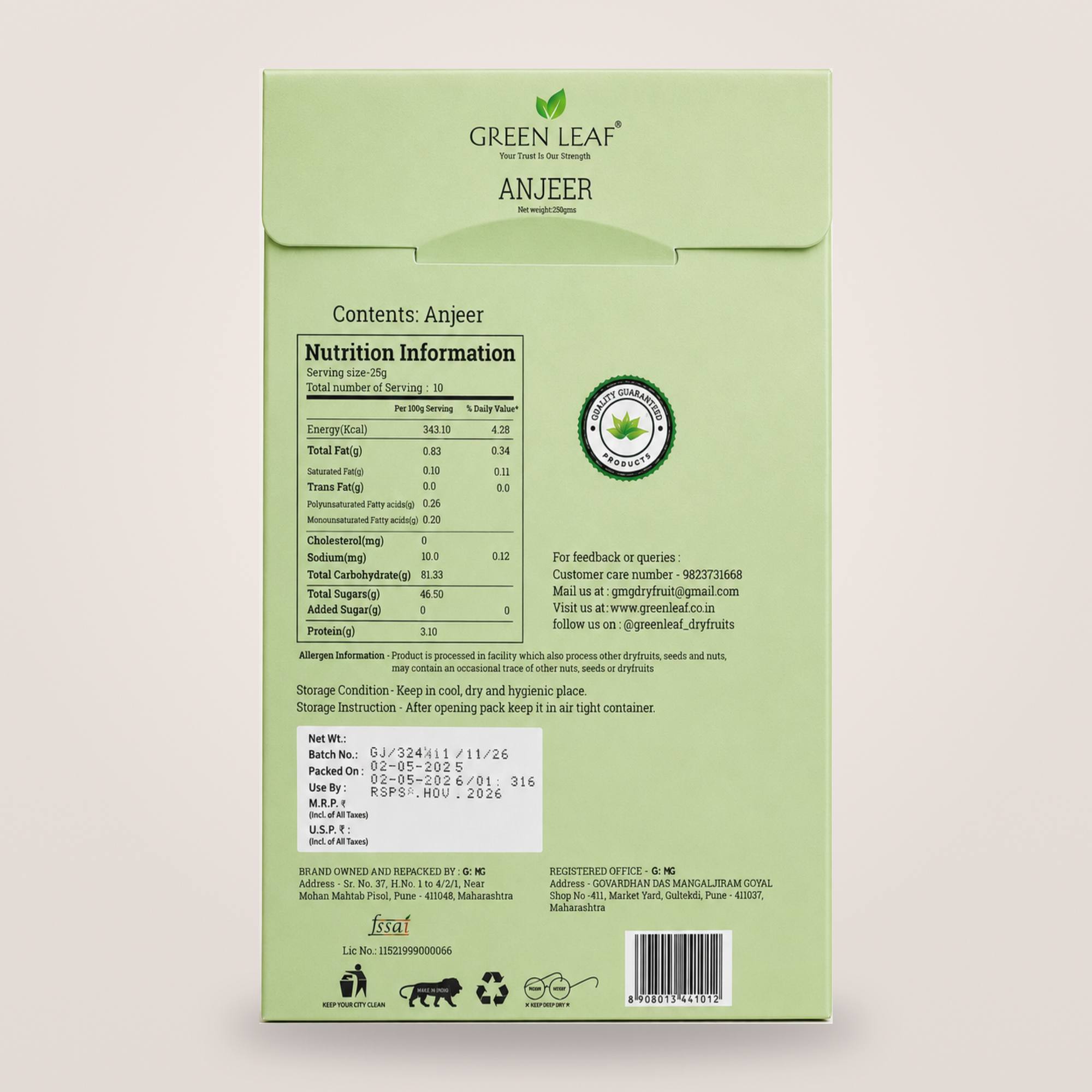 Green Leaf Green Anjeer - 250g view 2