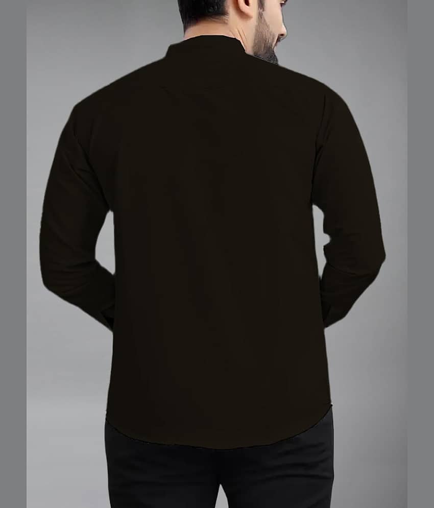 UNI VIBE Cotton Blend Slim Fit Solids Full Sleeves Men's Casual Shirt - Coffee ( Pack of 1 ) view 2