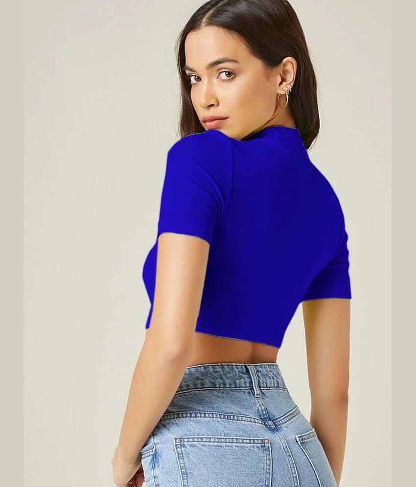 Dream Beauty Fashion Women's Polyester Crop Top ( Blue ) view 2