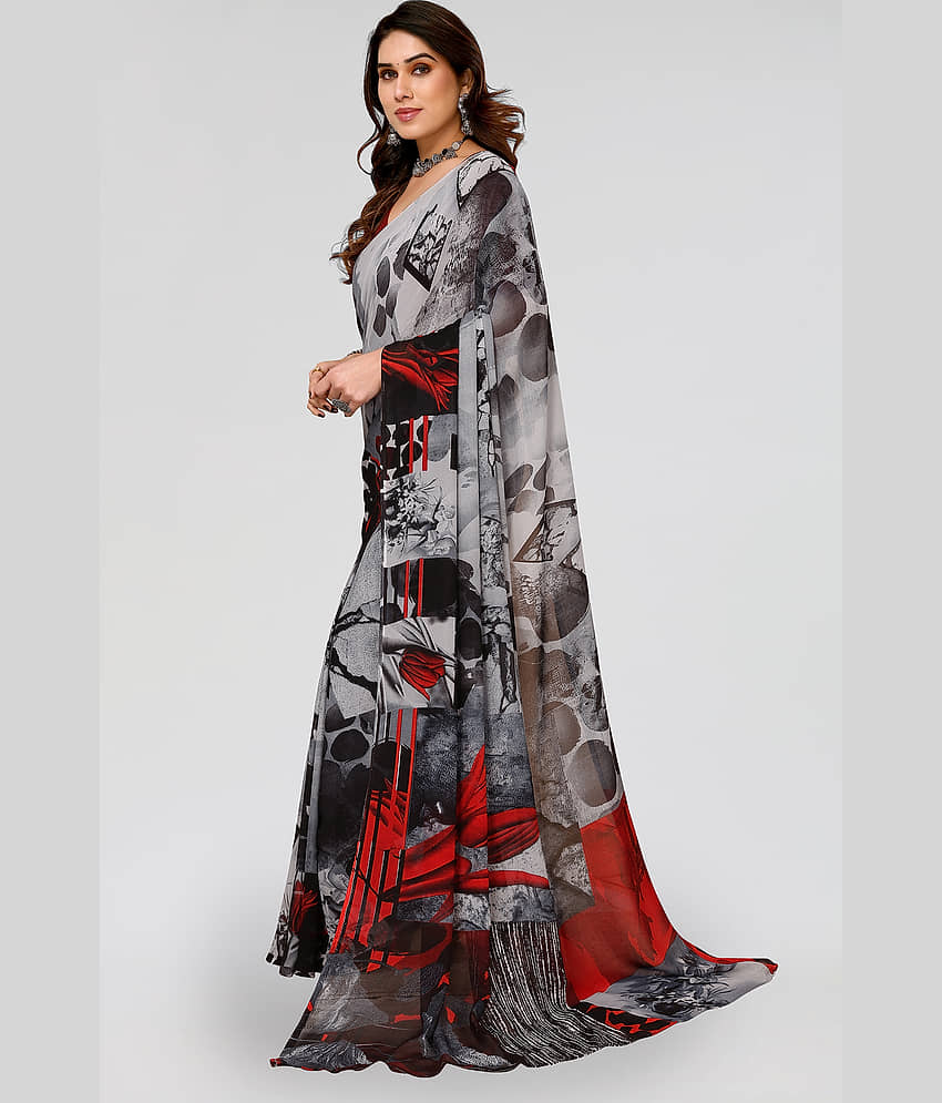 ANAND SAREES Georgette Printed Saree With Unstitched Blouse Piece ( Black ) view 2