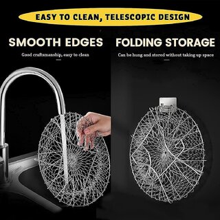 Foldable Food Deep Frying Basket for Kitchen Multifunctional Cooking Steam Rinse Deep Frying Stainless Steel Basket Strainer Net Fried Filter Drainage Rack for Fried Food or Fruits (Pack Of 1) view 2