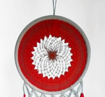 Handmade Red & White Dream Catcher Wall Hanging view 2