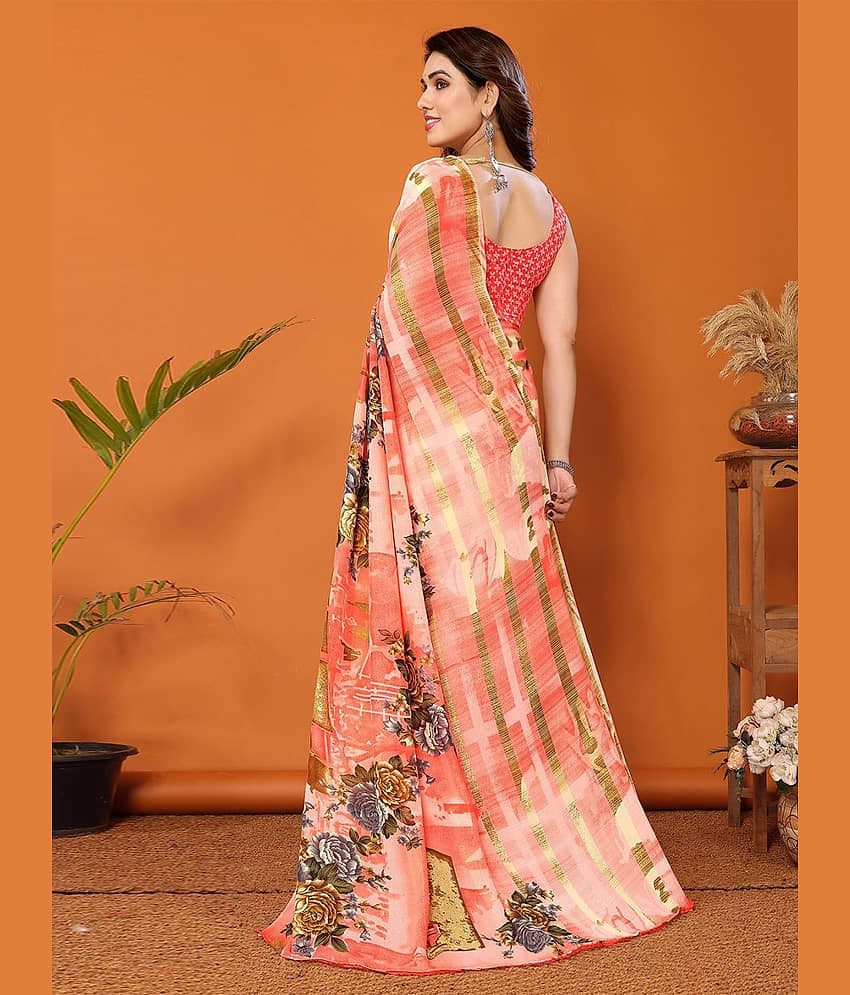 ANAND SAREES Georgette Printed Regular Saree With Unstitched Blouse Piece ( Pink ) view 2