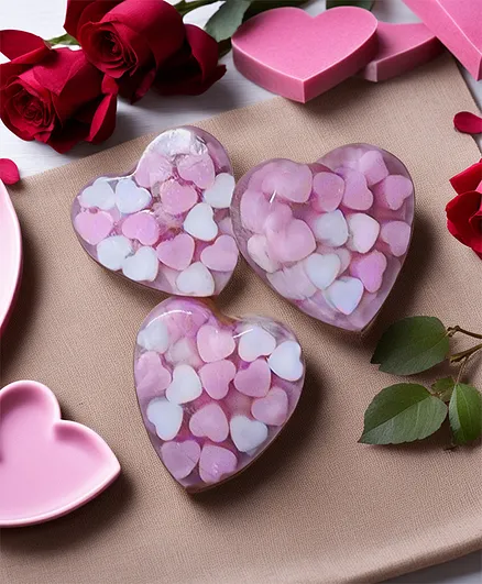 Aesthetic Living Sweet Hearts-Pink Handmade Glycerin Soap with Rose Essential Oil, 110 gm view 2