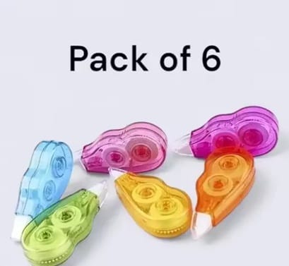 Correction Tape Pack of 6 Smooth Writing White Out Correction Tapes for School & Office Use view 2