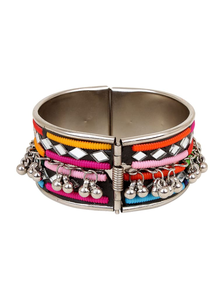 Cardinal Oxidized Minakari Multicolor Gungroo Mirror Adjustable Bracelet Size 2.6 view 2