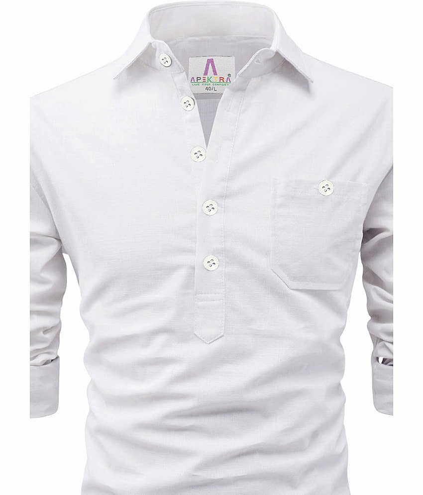 Apektra Peach Cotton Men's Shirt Style Kurta ( Pack of 1 ) view 2