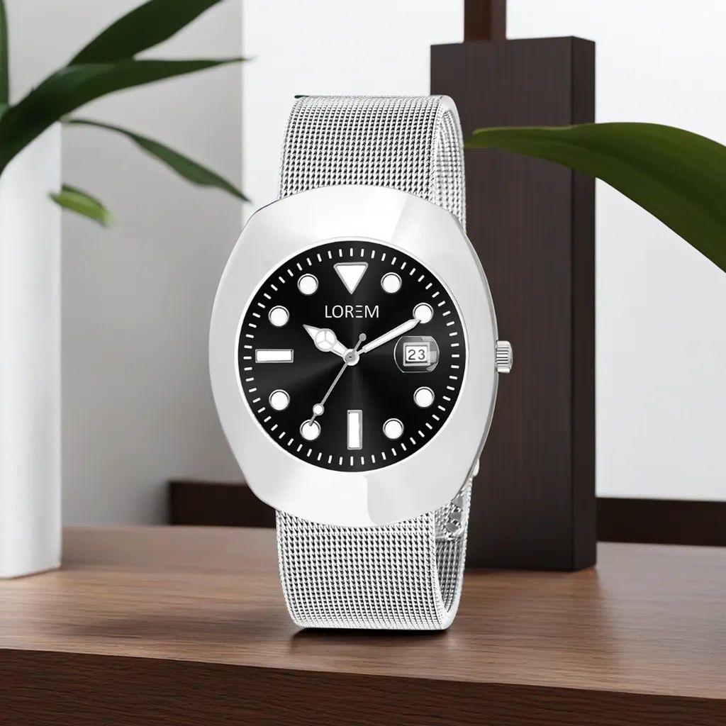 LOREM Silver Intermesh Stainless Steel Strap Analog Watch for Men LR141-UF view 2