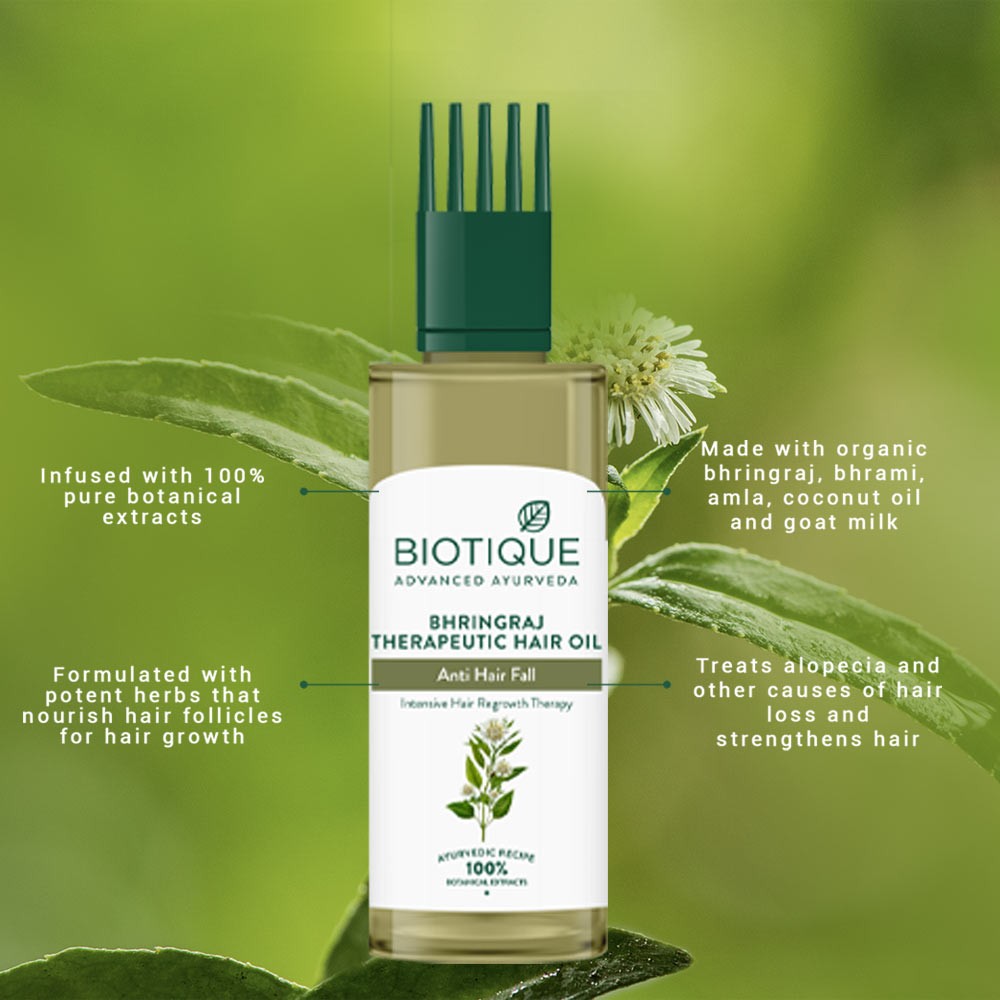 Biotique Bhringraj anti Hair fall therapeutic Hair oil 100ml view 2